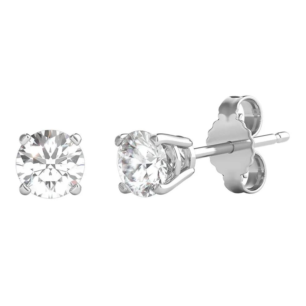 Diamond Round Stud Earrings in 18K White Gold – Image 1 of 1