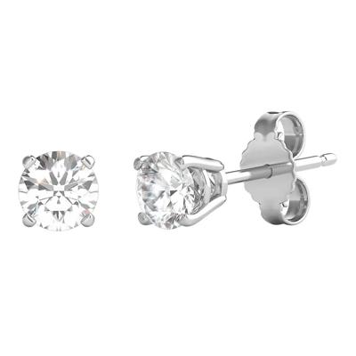 Diamond Round Stud Earrings in 18K White Gold
