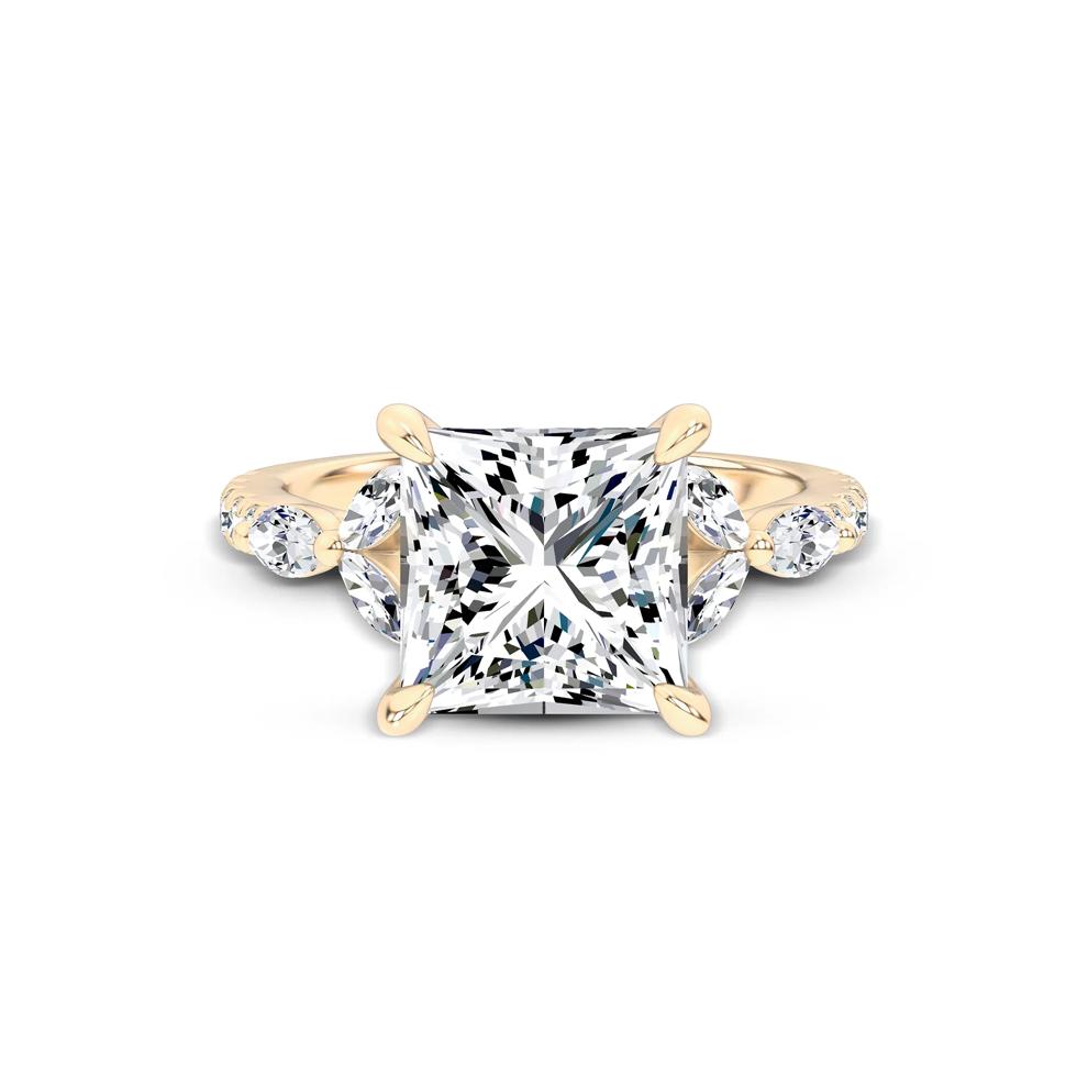 Lab Grown Diamond Princess-Cut Center Engagement Ring in 14K Yellow Gold (4 1/2 ct. tw.) – Image 1 of 4
