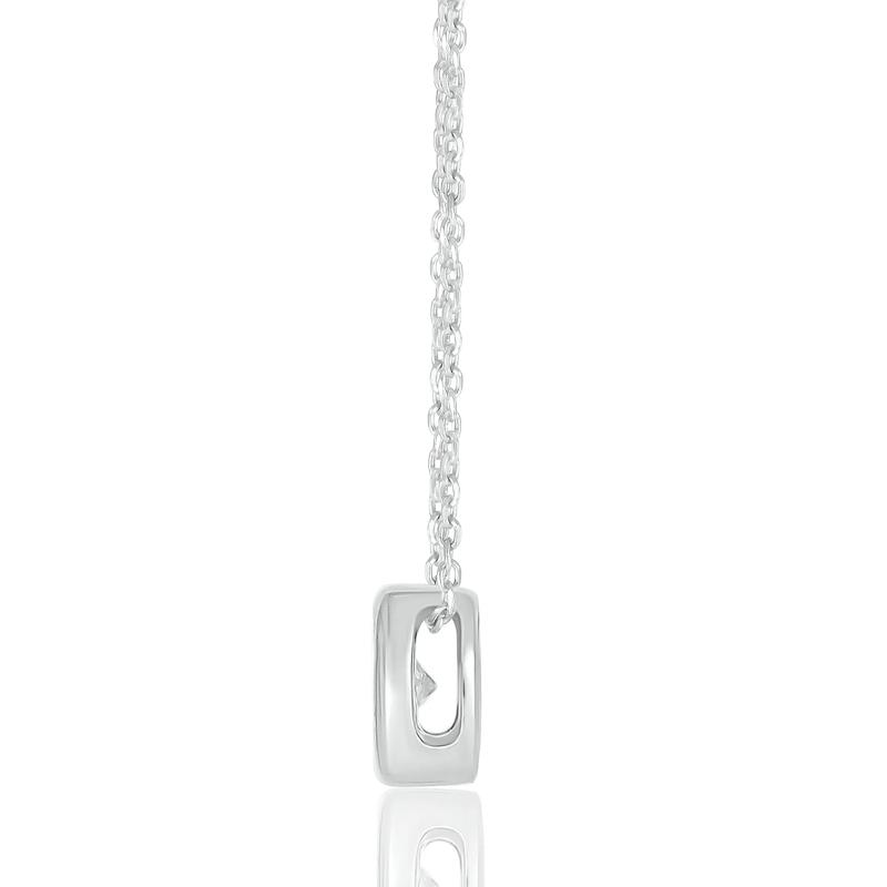 Diamond Illusion Bezel-Set Solitaire Pendant in Sterling Silver &#40;1/10 ct. tw.&#41; – Image 2 of 3