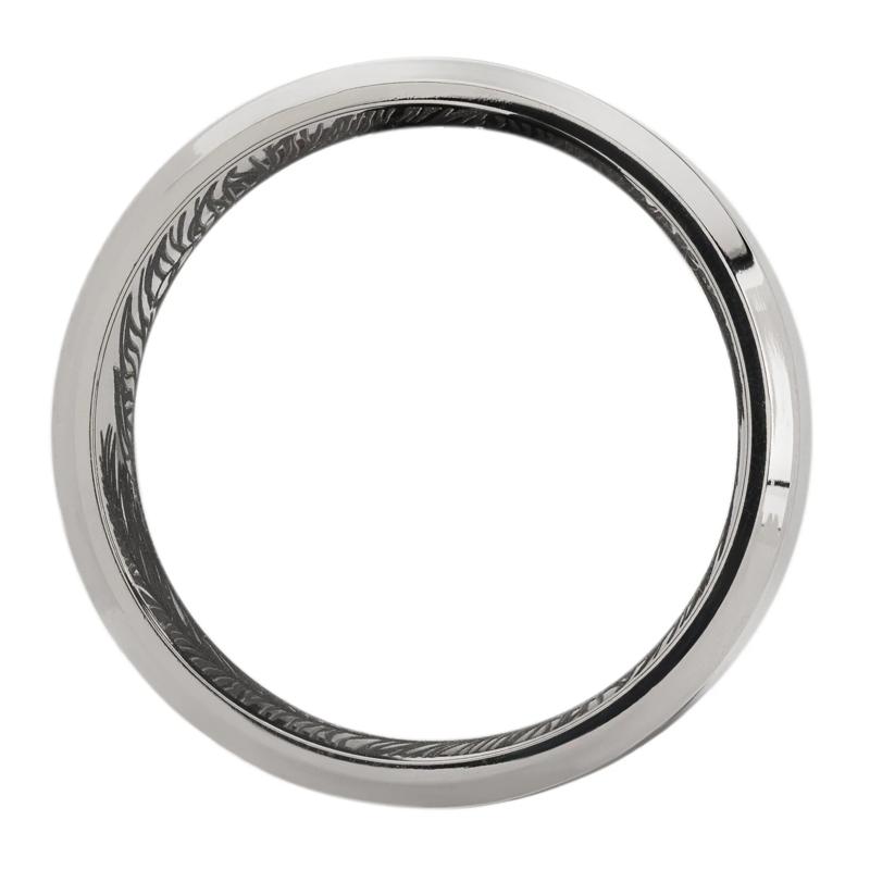 Men&#39;s High Bevel Band with Interior Feather Engraving in Titanium, 8MM – Image 2 of 3