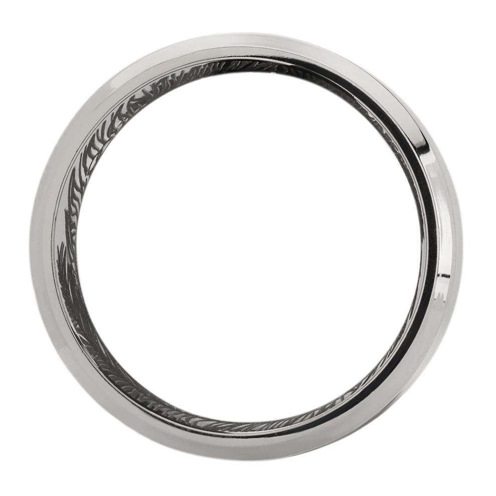 Men's High Bevel Band with Interior Feather Engraving in Titanium, 8MM – Image 2 of 3