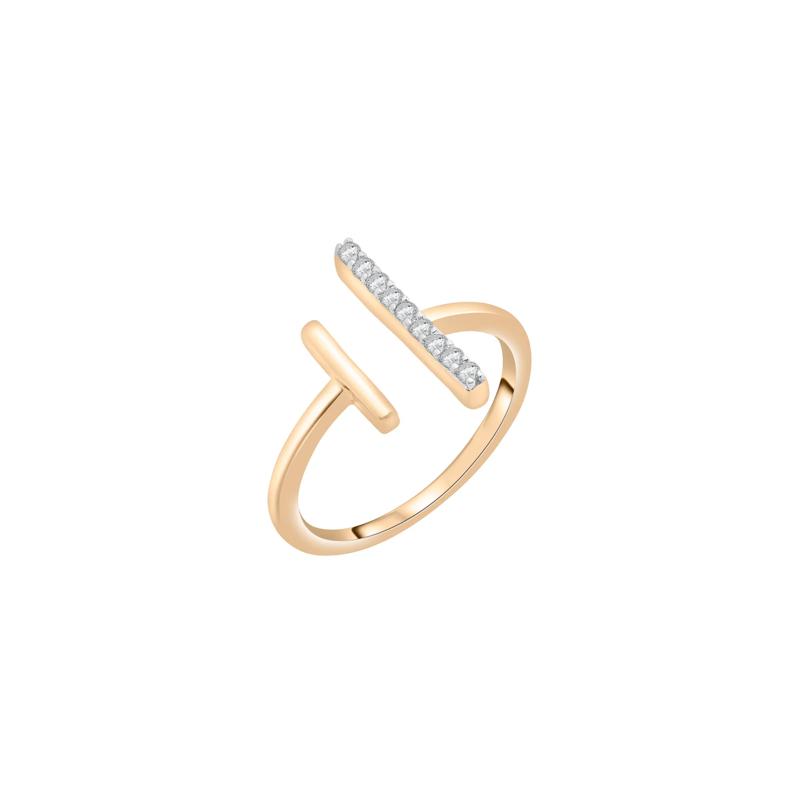 Open Diamond Bar Ring in 10K Yellow Gold &#40;1/10 ct. tw.&#41; – Image 5 of 5