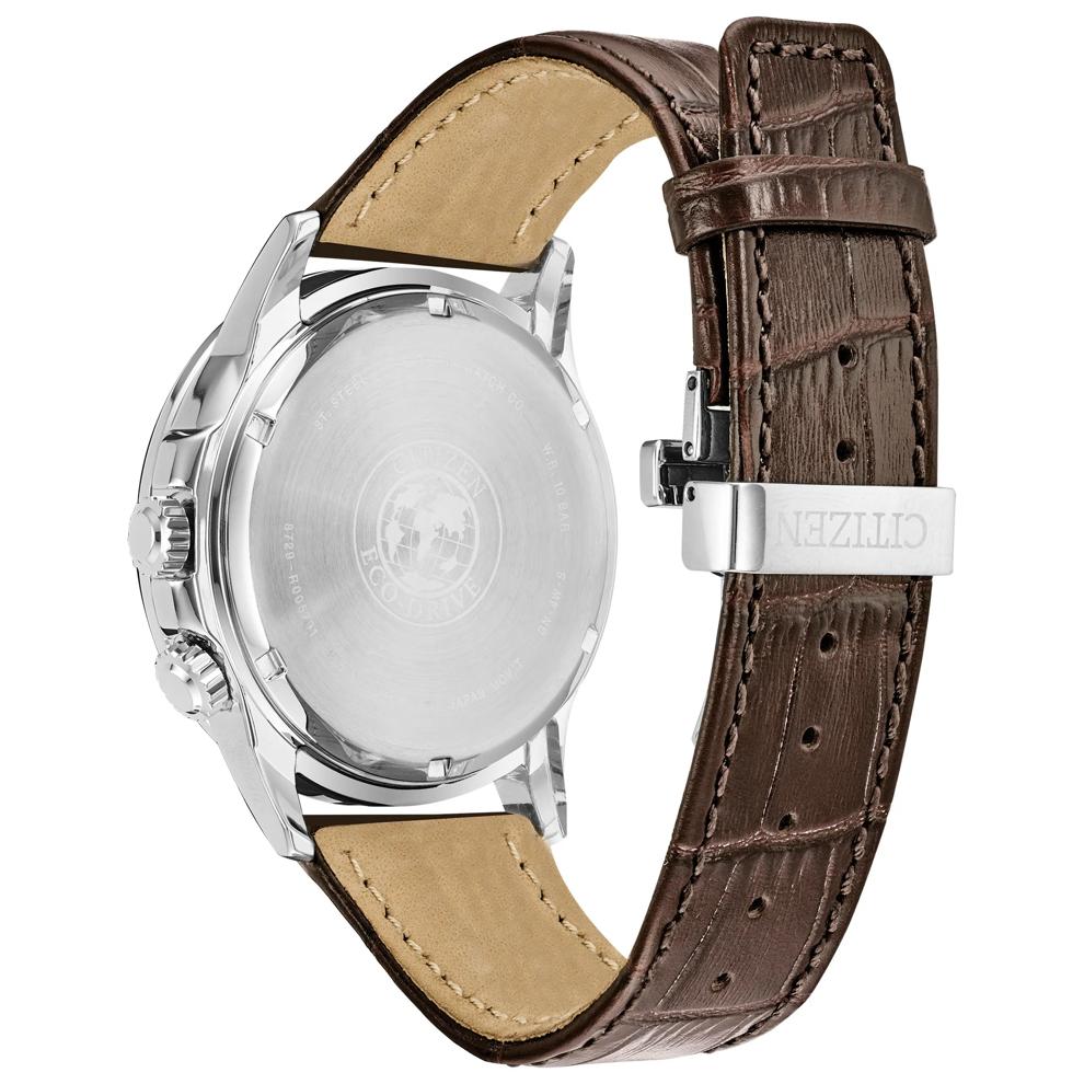 Men's Calendrier Watch in Brown Leather and Stainless Steel, 44MM – Image 3 of 3