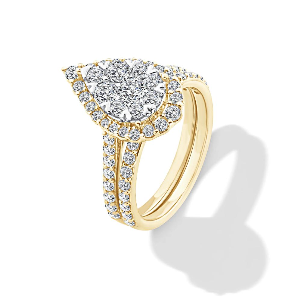 Diamond Pear-Shaped Halo Center Composite Engagement Ring in 10K Yellow Gold (1 1/2 ct. tw.) – Image 5 of 6