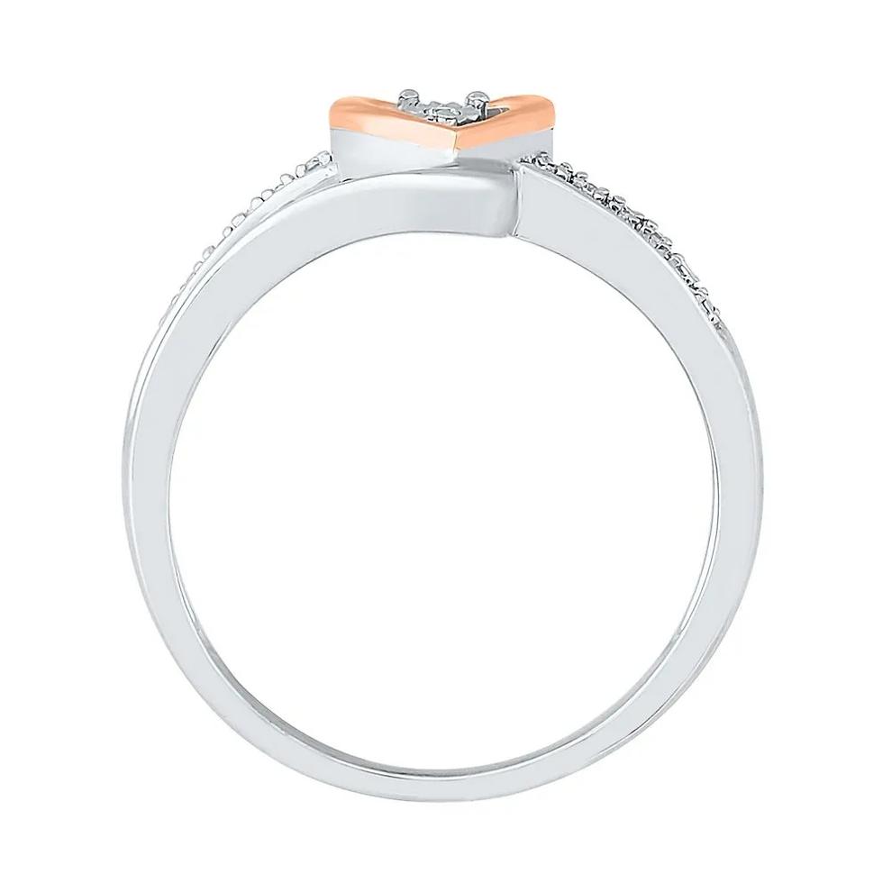 Diamond Heart Promise Ring in Sterling Silver &amp; 10K Rose Gold – Image 3 of 5