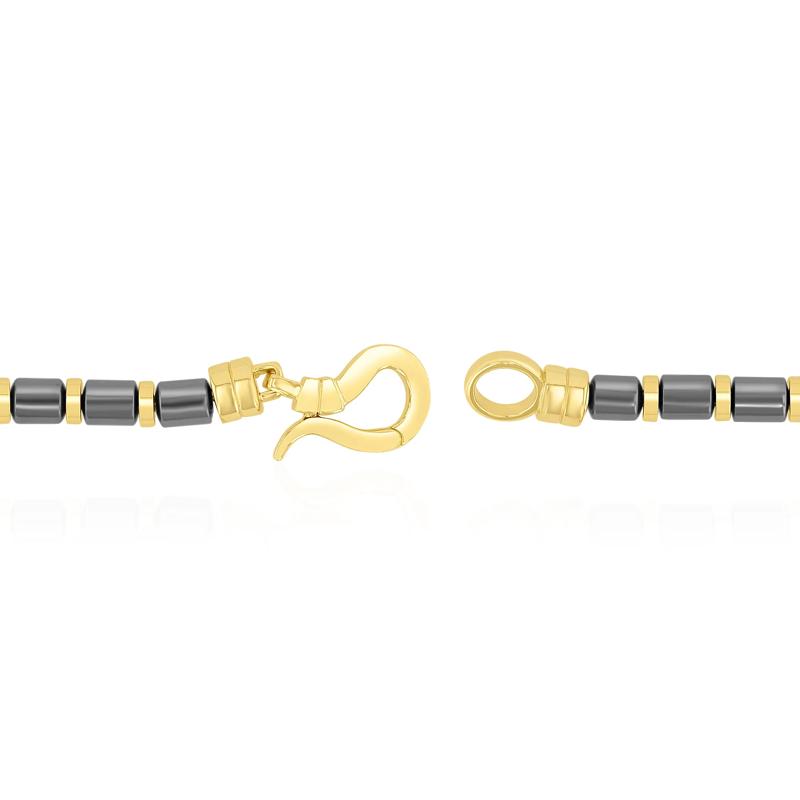 Men&#39;s Hematite Barrel Bead Bracelet in Vermeil – Image 3 of 4