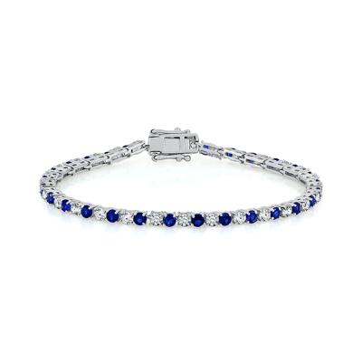 Lab-Created Gemstone and White Sapphire Bracelet in Sterling Silver