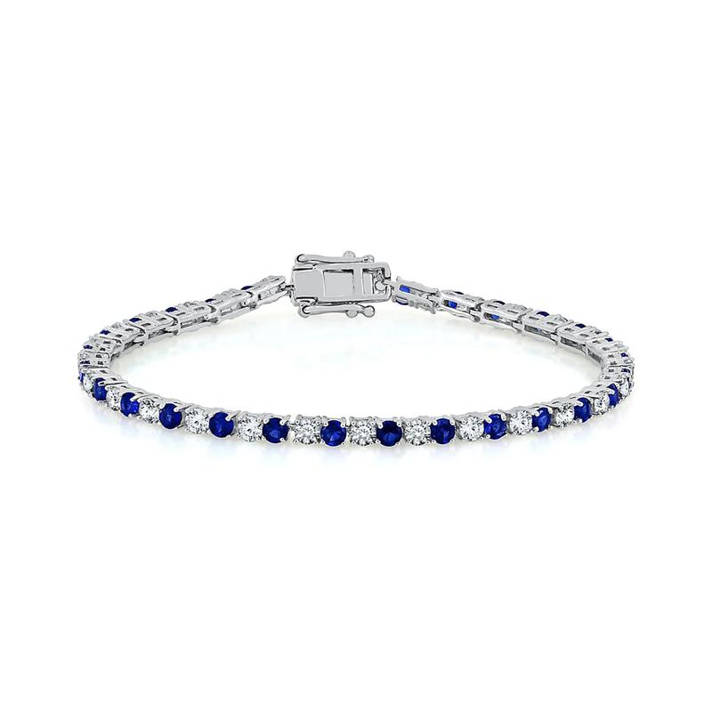 Lab-Created Gemstone and White Sapphire Bracelet in Sterling Silver – Image 1 of 1