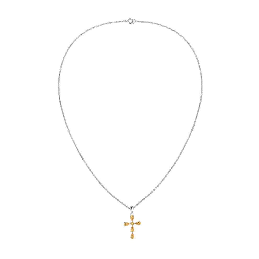 Citrine Cross Pendant Necklace in Sterling Silver – Image 3 of 4