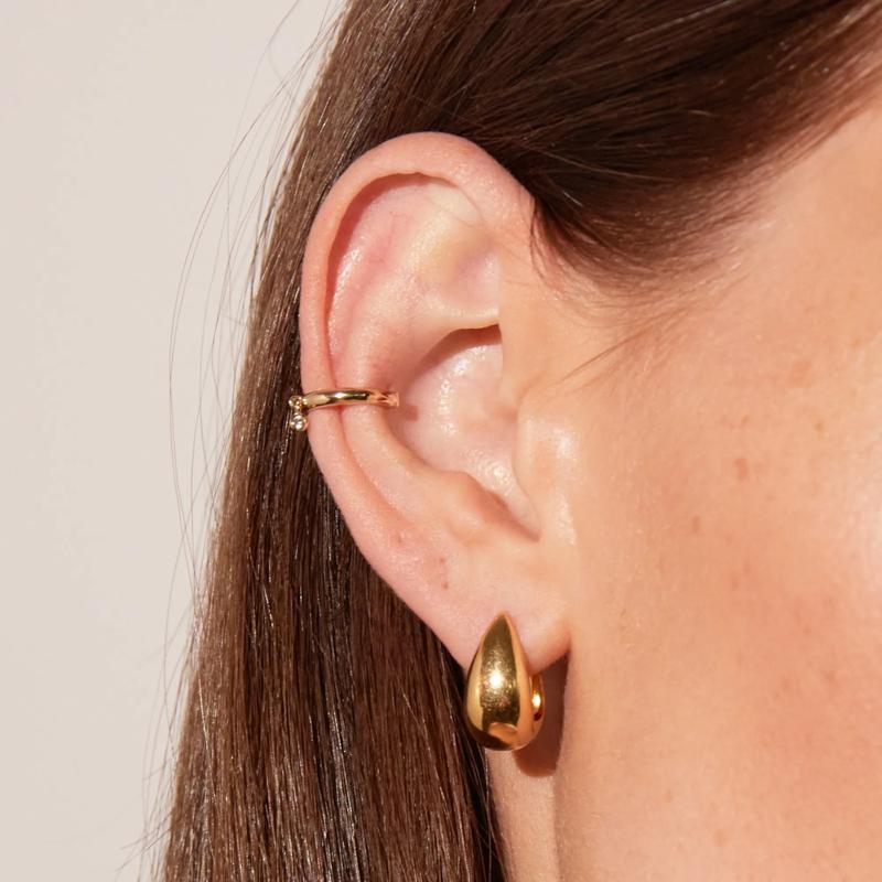 Large Electroform Dome Hoops in Vermeil – Image 2 of 4