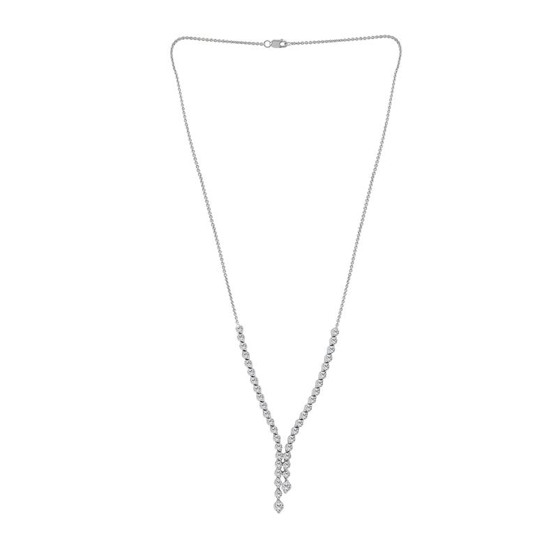 Lab Grown Diamond Round Double-Row Lariat Necklace in 14K White Gold &#40;7 ct. tw.&#41; – Image 2 of 3