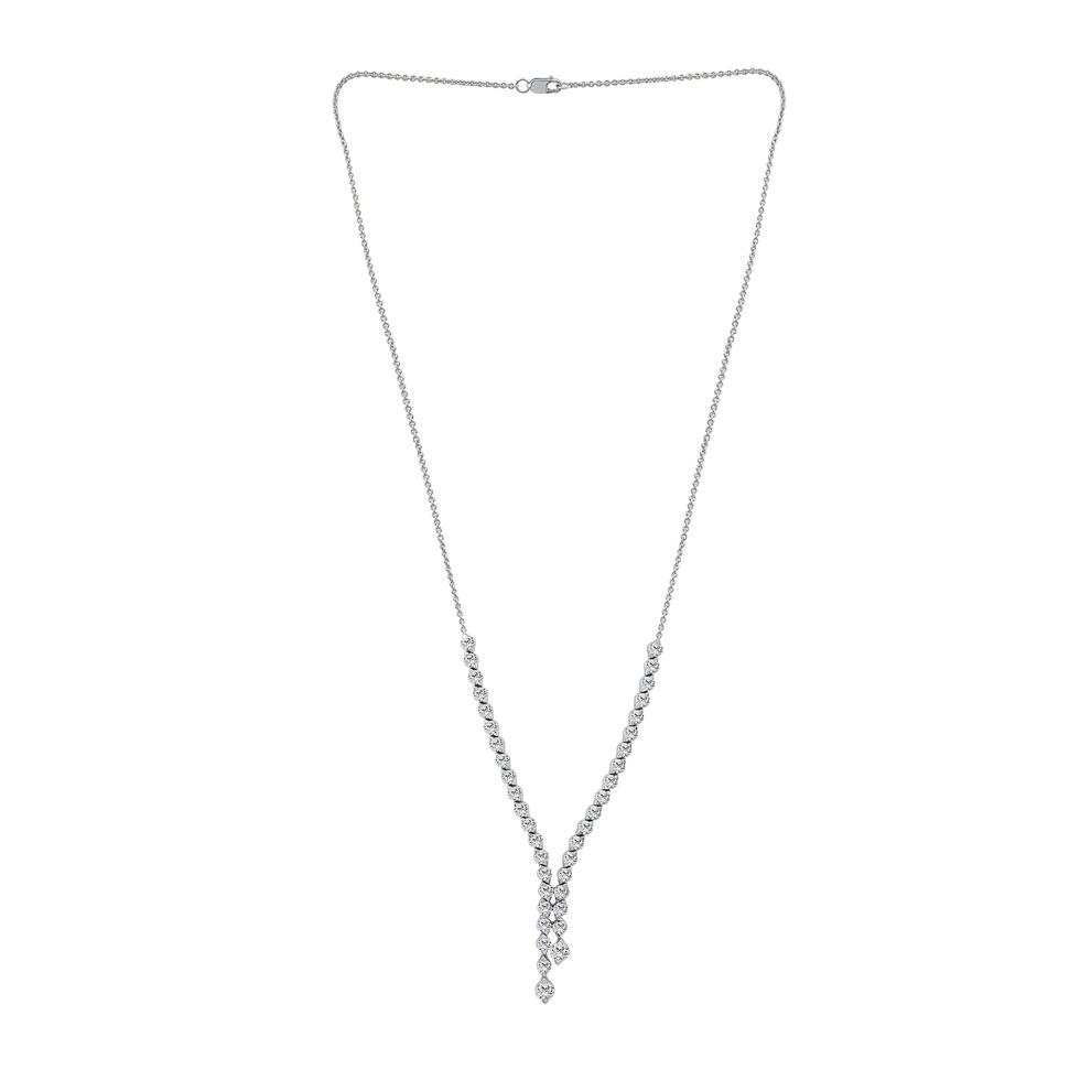 Lab Grown Diamond Round Double-Row Lariat Necklace in 14K White Gold (7 ct. tw.) – Image 2 of 3
