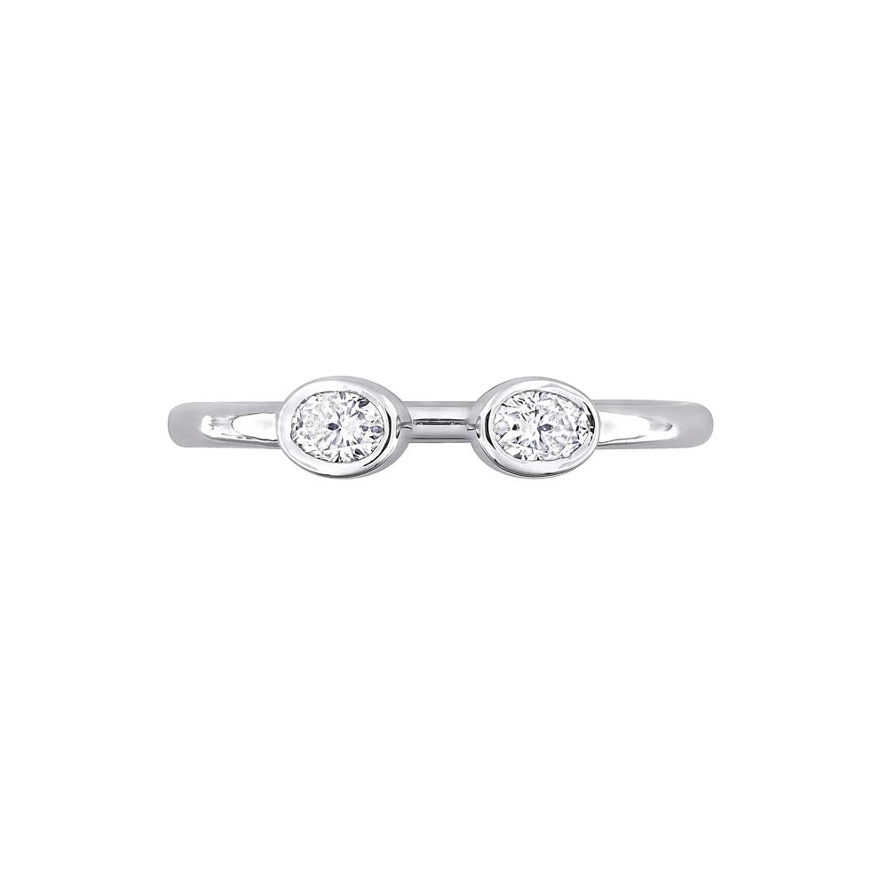 Lab-Created Moissanite Oval Bezel Open Band in Sterling Silver – Image 1 of 7