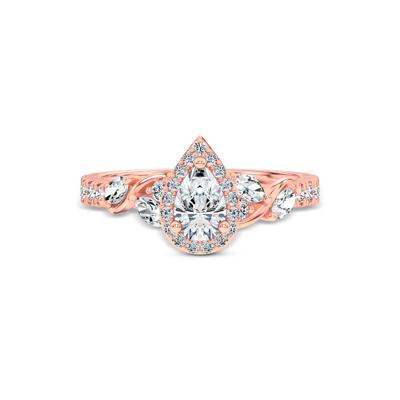 Diamond Pear-Shaped Halo Engagement Ring in 14K Rose Gold (1 ct. tw.)