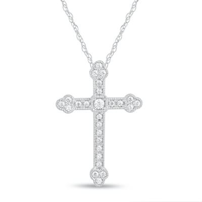 Diamond Milgrain Cross Pendant in 14K Gold (1/4 ct. tw.)