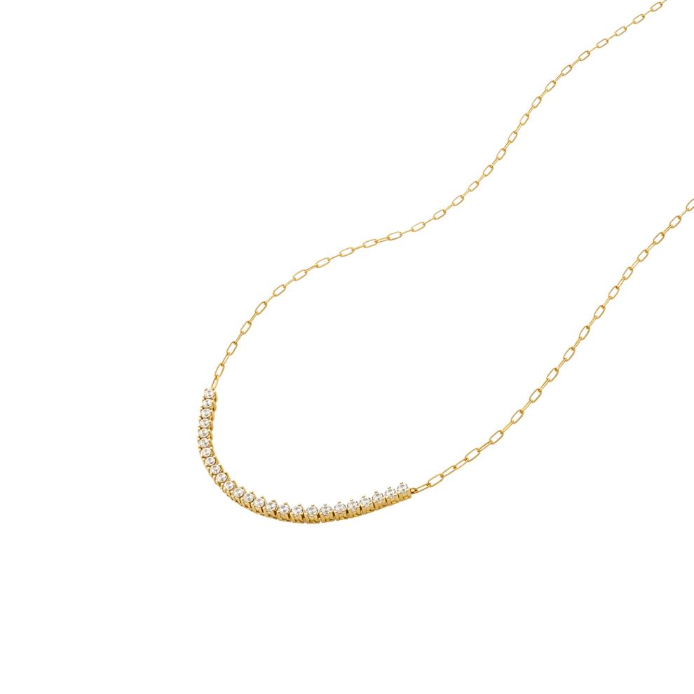 Diamond Smile Paperclip Necklace in 10K Yellow Gold (1/2 ct. tw.) – Image 4 of 4