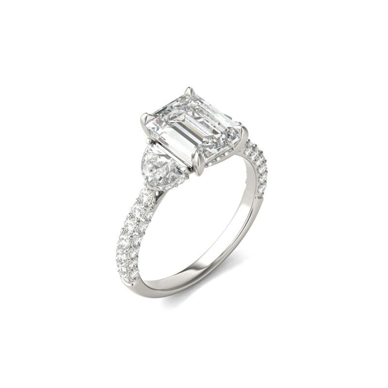 Emerald-Cut Lab Created Moissanite Engagement Ring in 14K White Gold – Image 5 of 5