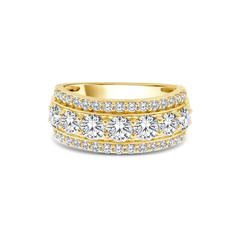 Lab Grown Diamond Three-Row Band in 10K Yellow Gold &#40;2 ct. tw.&#41; – Image 1 of 3