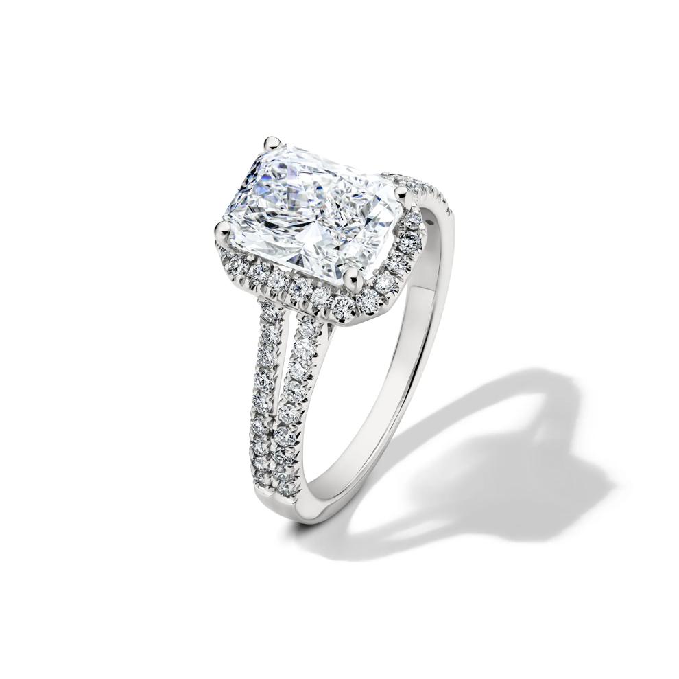 Lab Grown Diamond Radiant-Cut Halo Engagement Ring in 14K White Gold (3 ct. tw.) – Image 4 of 4