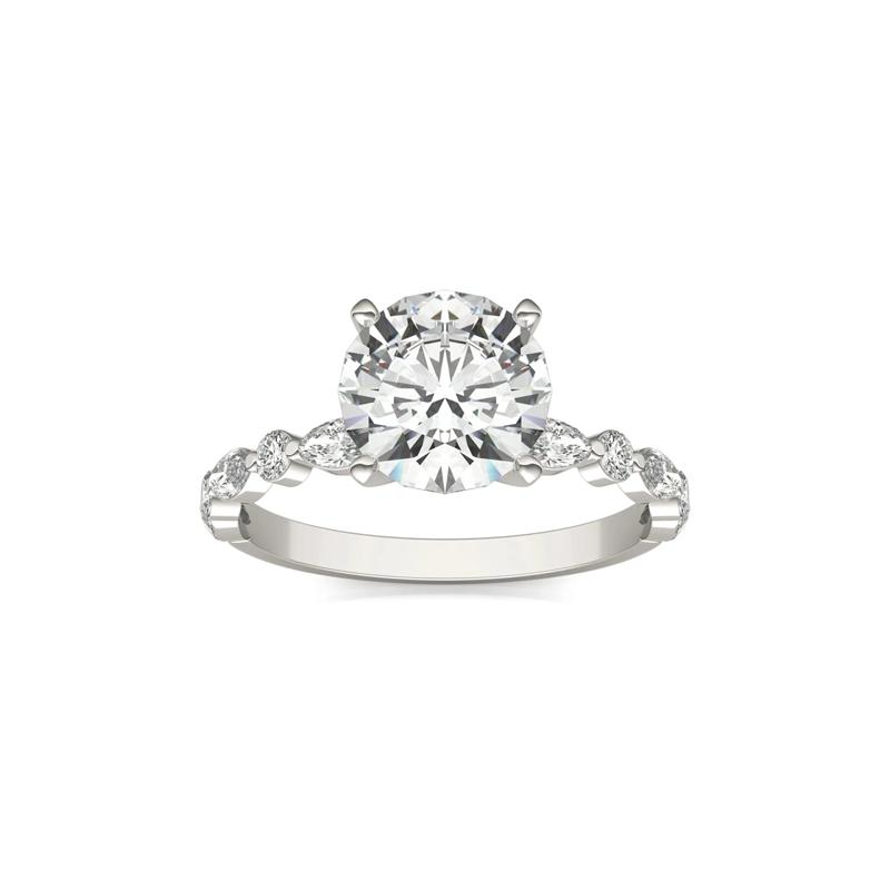 Round Moissanite Ring in 14K White Gold &#40;2 1/3 ct. dew&#41; – Image 3 of 3