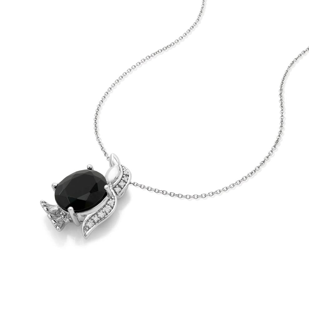 Onyx &amp; Diamond Accent Penguin Pendant in Sterling Silver – Image 4 of 4