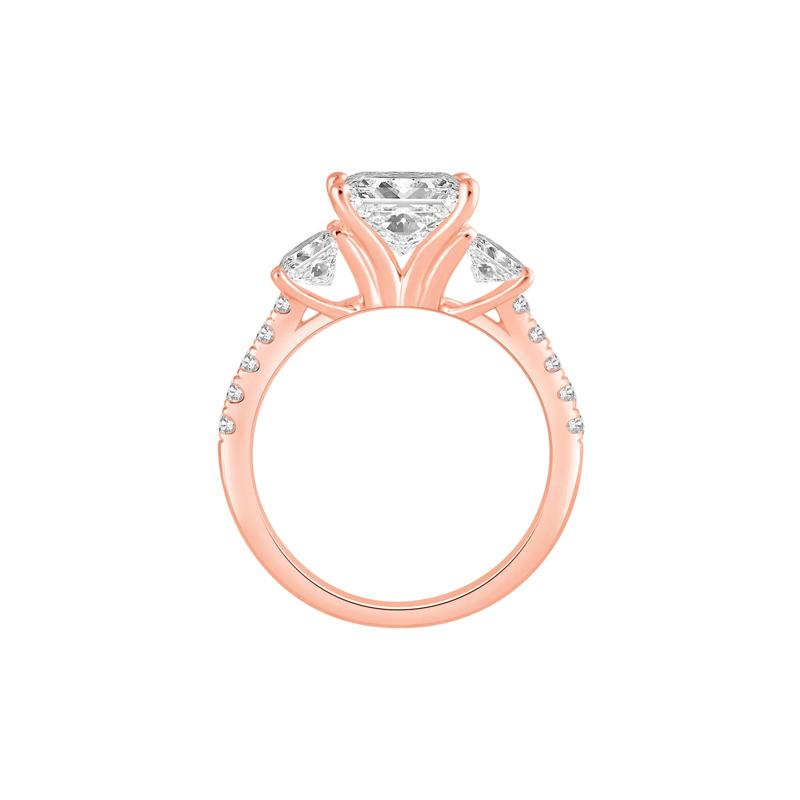 Lab Grown Diamond Princess-Cut Three-Stone Engagement Ring in 14K Rose Gold (3 ct. tw.) – Image 2 of 4