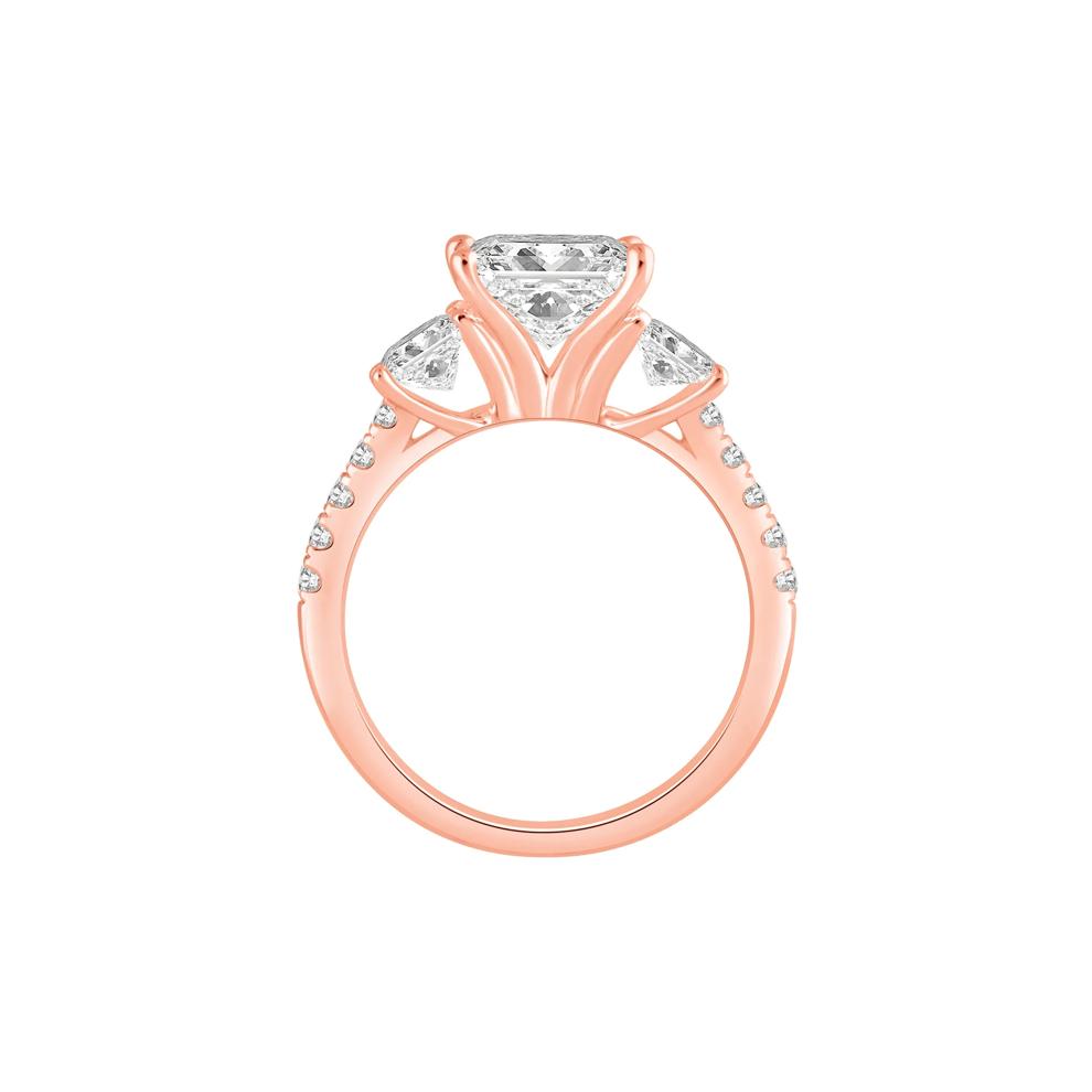 Lab Grown Diamond Princess-Cut Three-Stone Engagement Ring in 14K Rose Gold (3 ct. tw.) – Image 2 of 4