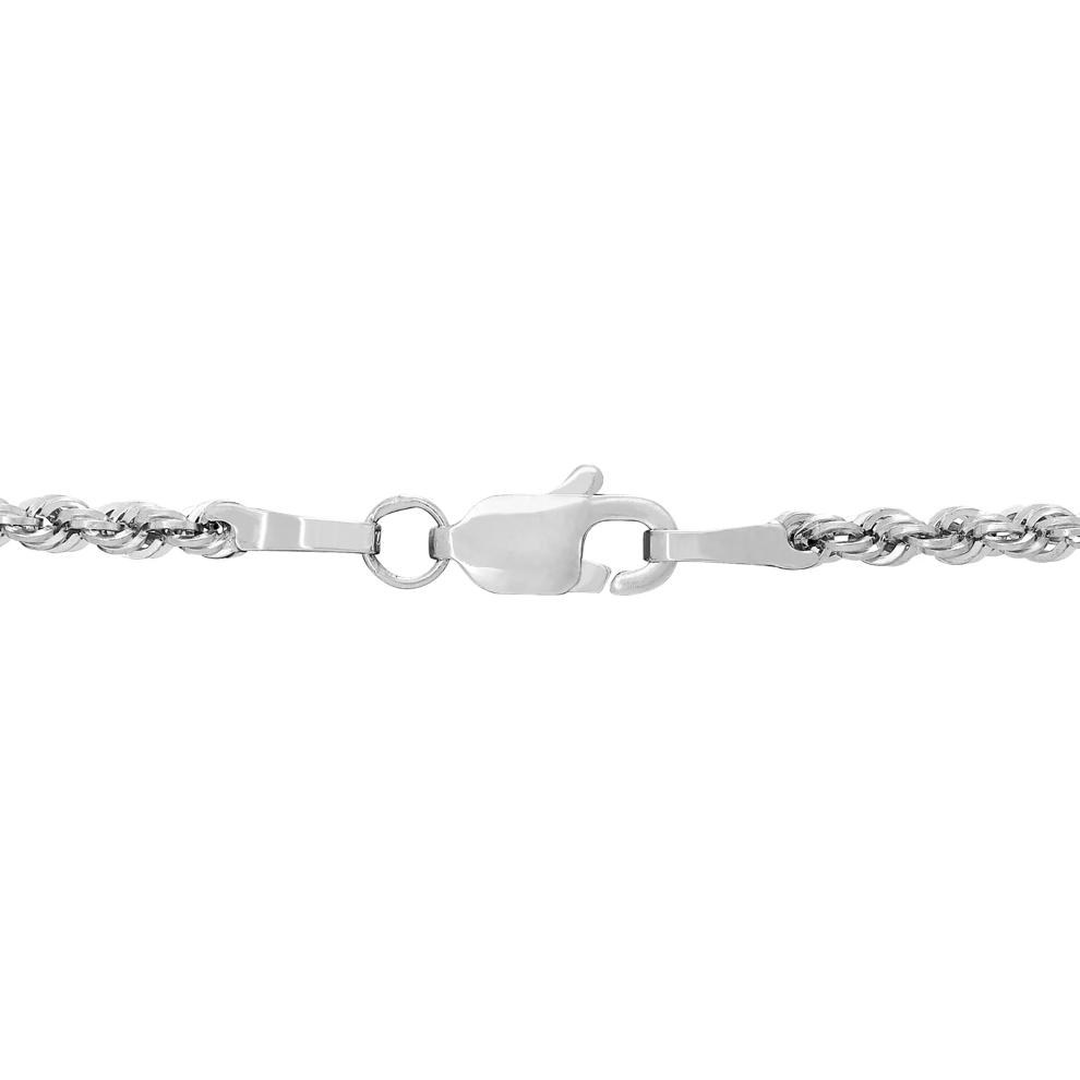 Heavy Hollow Glitter Rope Chain Necklace in 10K White Gold, 20" – Image 2 of 3
