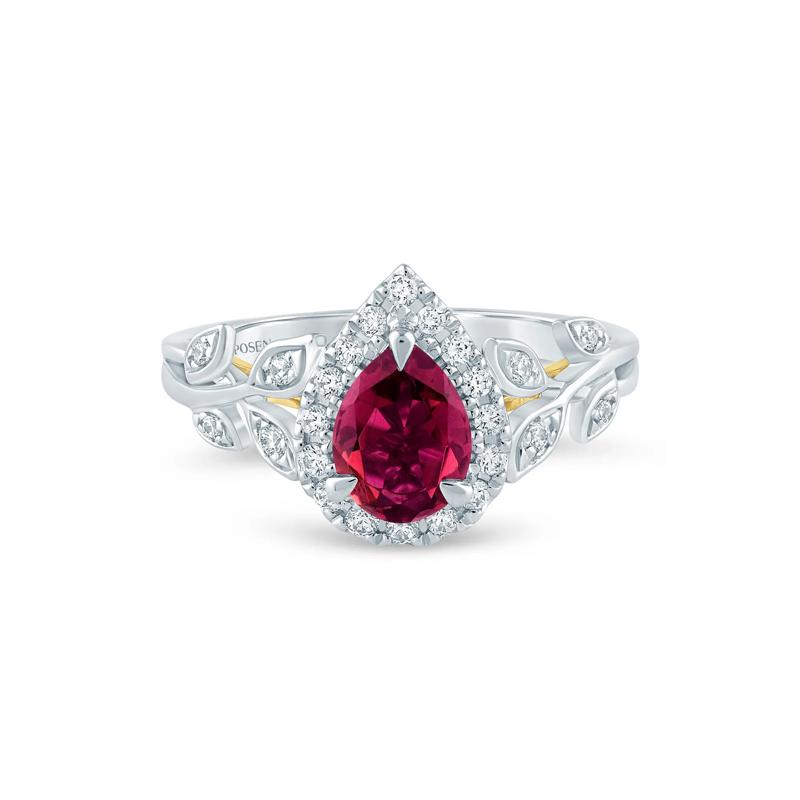 Ramona Rhodolite Garnet and Lab Grown Diamond Engagement Ring in 14K White and Yellow Gold (1/3 ct. tw.) – Image 1 of 3