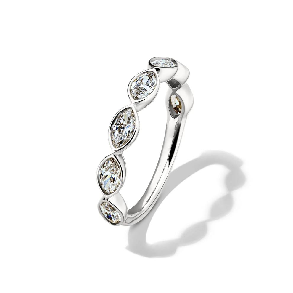 Lab Grown Diamond Marquise Bezel-Set Anniversary Band in 10K White Gold (1 ct. tw.) – Image 4 of 4