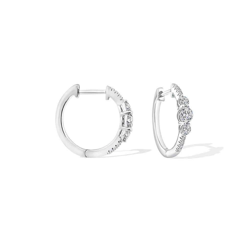 Diamond Hoop Earrings in 10K White Gold (5/8 ct. tw.) – Image 1 of 3