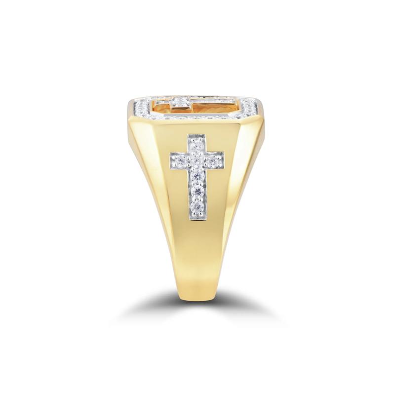 Men&rsquo;s Diamond Cross Ring in 10K Yellow Gold &#40;3/4 ct. tw.&#41; – Image 3 of 3