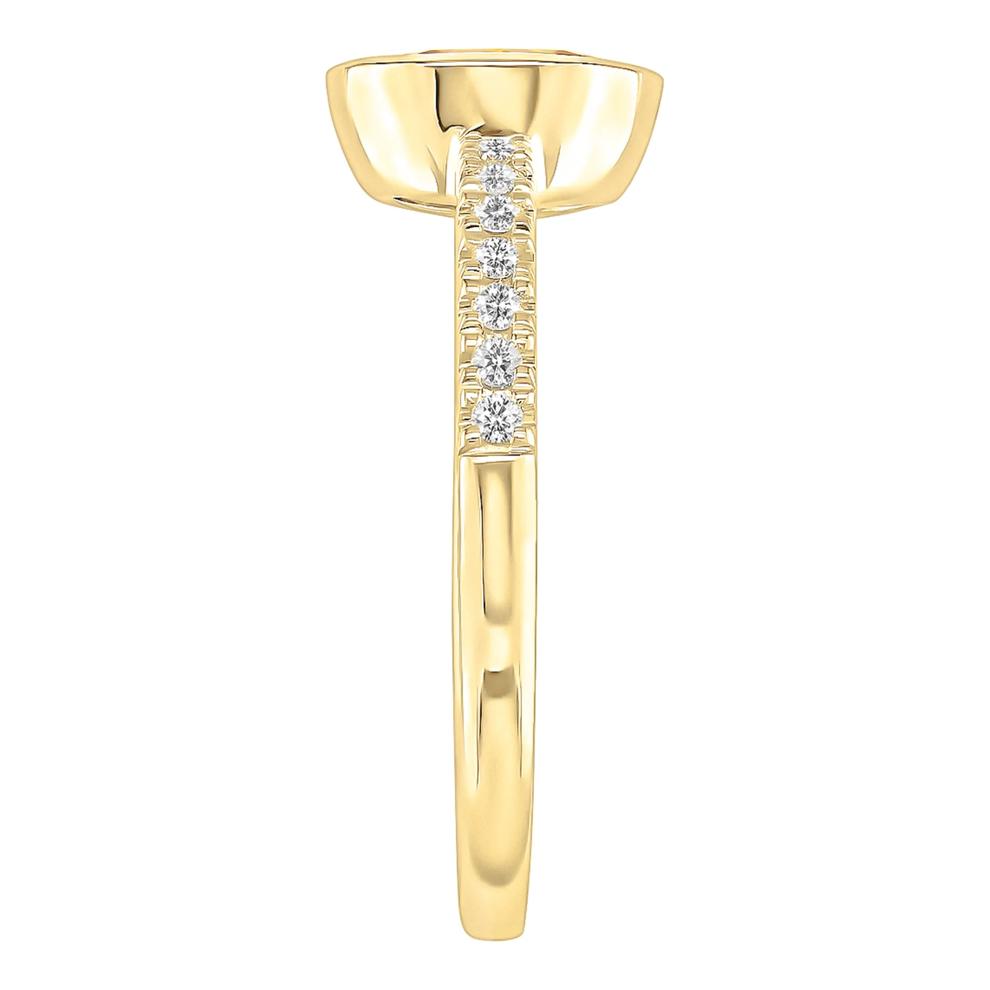 Bezel-Set Citrine Ring with Diamond Accent in 10K Yellow Gold – Image 3 of 3