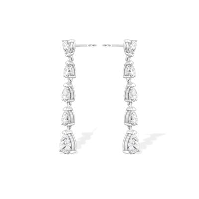 Lab Grown Diamond Pear-Shaped Linear Drop Earrings in 14K White Gold (2 ct. tw.)