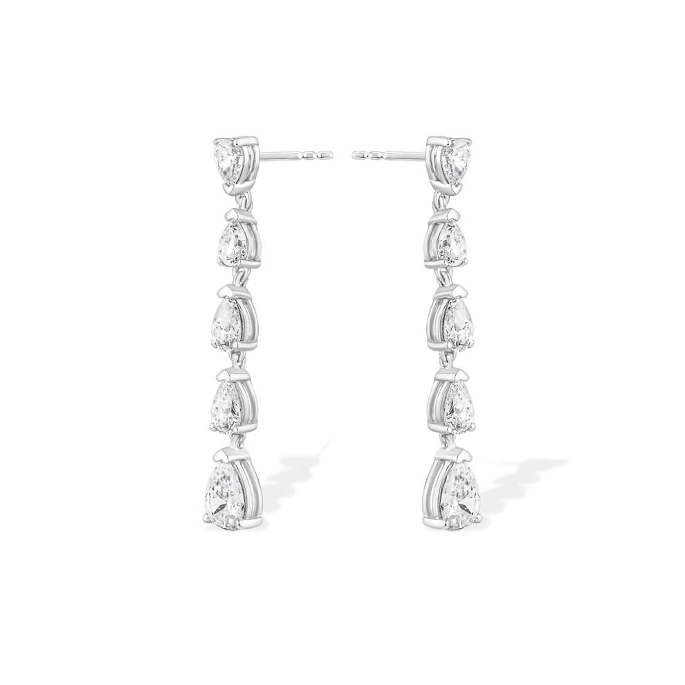 Lab Grown Diamond Pear-Shaped Linear Drop Earrings in 14K White Gold (2 ct. tw.) – Image 1 of 2