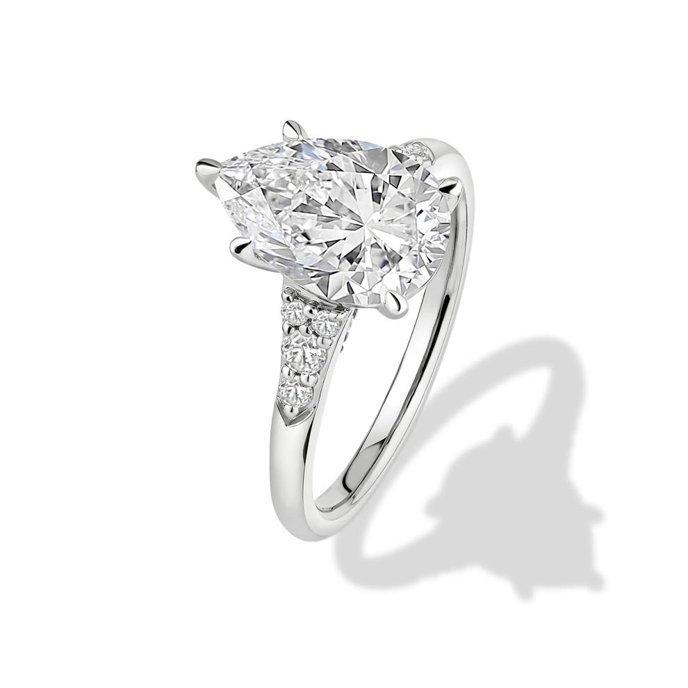 Lab Grown Diamond Pear-Shaped Center Engagement Ring in 14K White Gold (2 3/4 ct. tw.) – Image 4 of 4