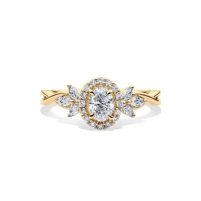 Diamond Oval Center Halo Engagement Ring in 14K Yellow Gold (7/8 ct. tw.)