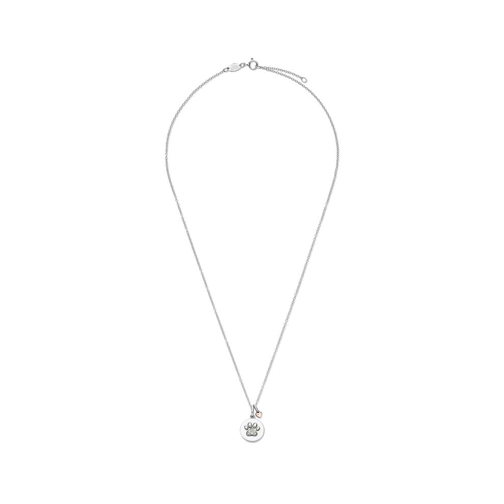 Lab Grown Diamond Accent Dog Paw Medallion Pendant in Sterling Silver &amp; 10K Rose Gold – Image 3 of 5