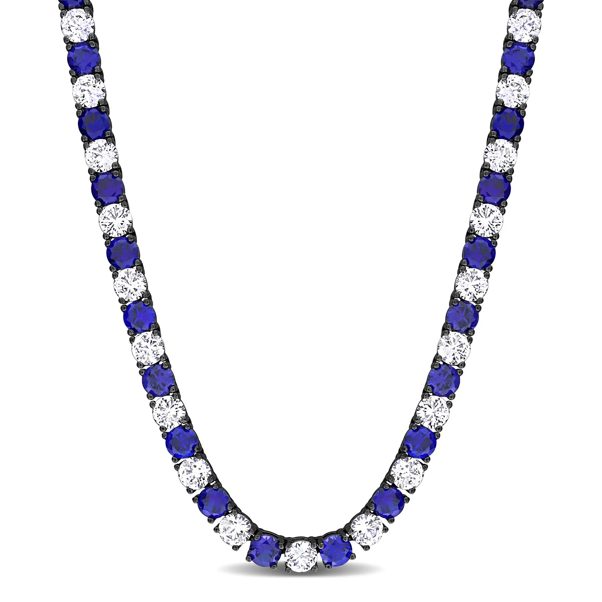 Lab-Created Blue Sapphire & Lab-Created White Sapphire Necklace