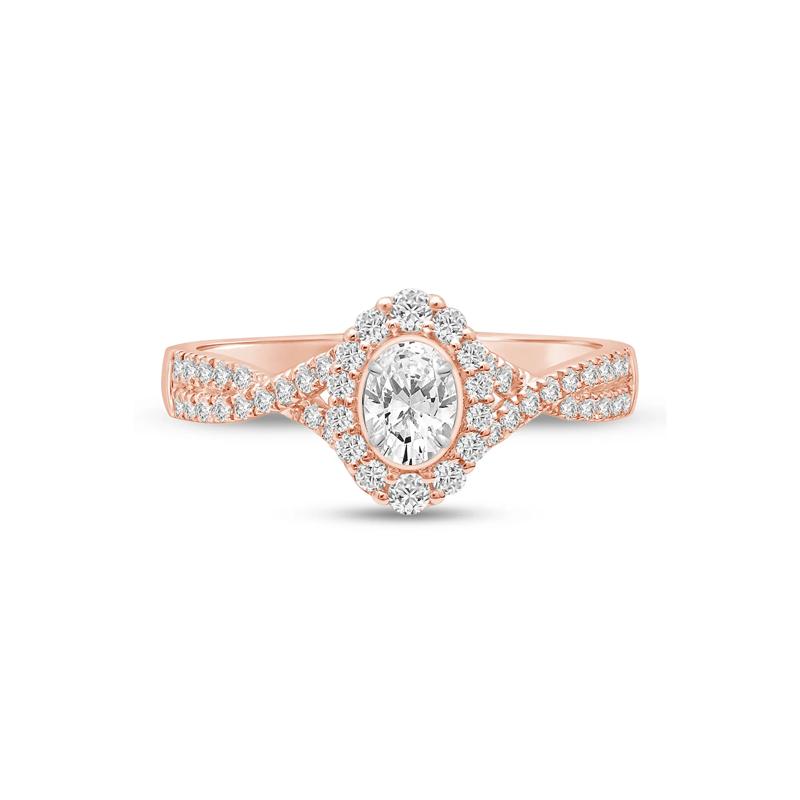 5/8 ct. tw. Oval-Shaped Diamond Engagement Ring in 14K Rose Gold – Image 1 of 3
