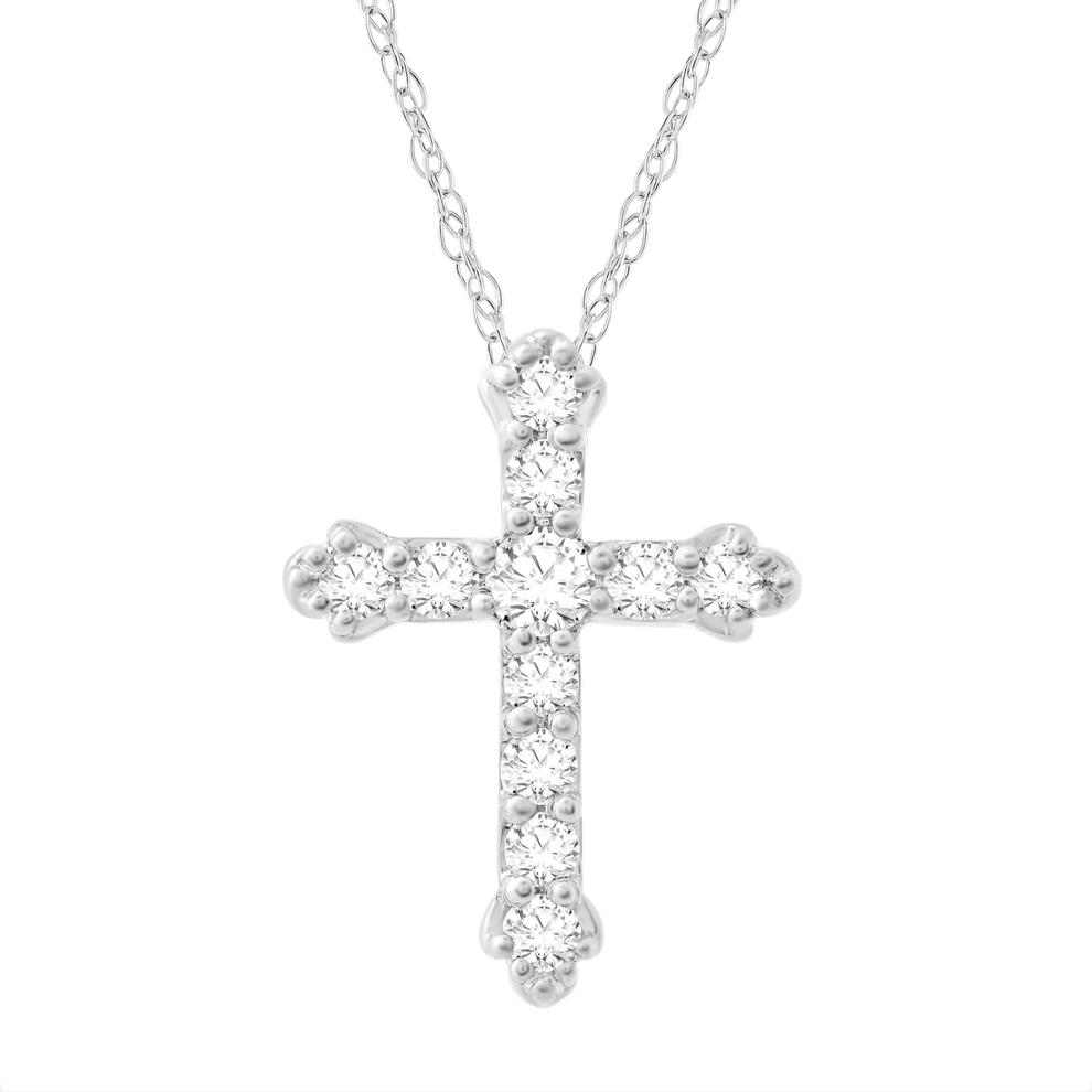 Diamond Cross Pendant in 14K White Gold (1/4 ct. tw.) – Image 1 of 3