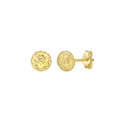 Diamond-Cut Puff Ball Stud Earrings in 14K Yellow Gold