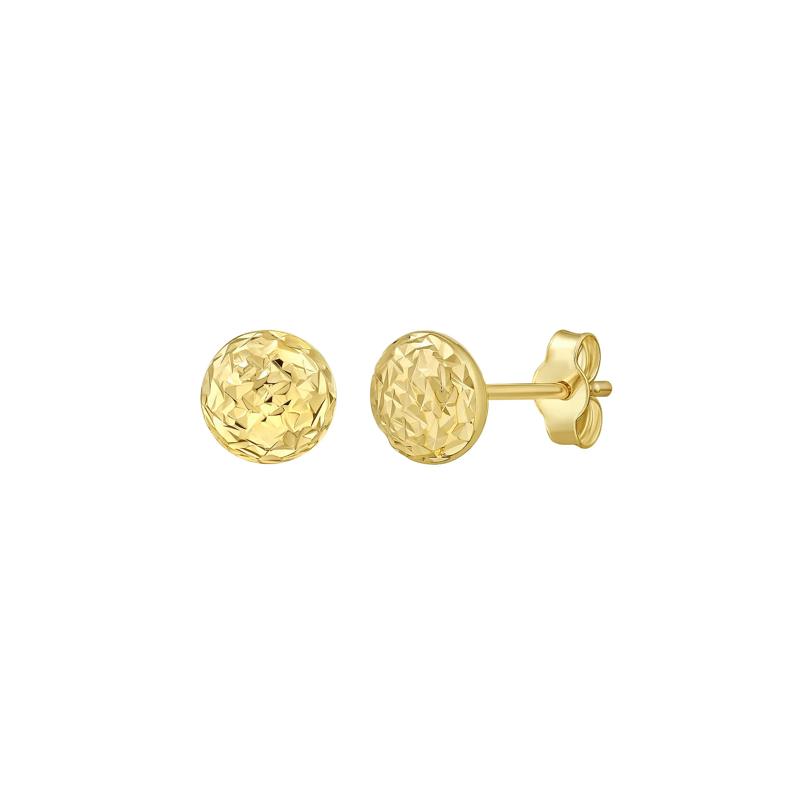 Diamond-Cut Puff Ball Stud Earrings in 14K Yellow Gold – Image 1 of 2