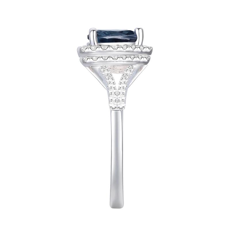 Lab-Created Gemstone &amp; Lab-Created White Sapphire Halo Ring in Sterling Silver – Image 3 of 3