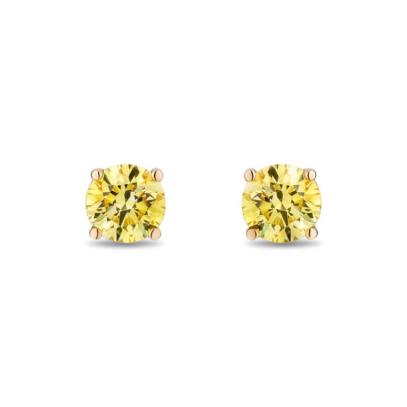 Lab Grown Yellow Diamond Solitaire Earrings in 14K Yellow Gold &#40;1 ct. tw.&#41; – Image 2 of 2