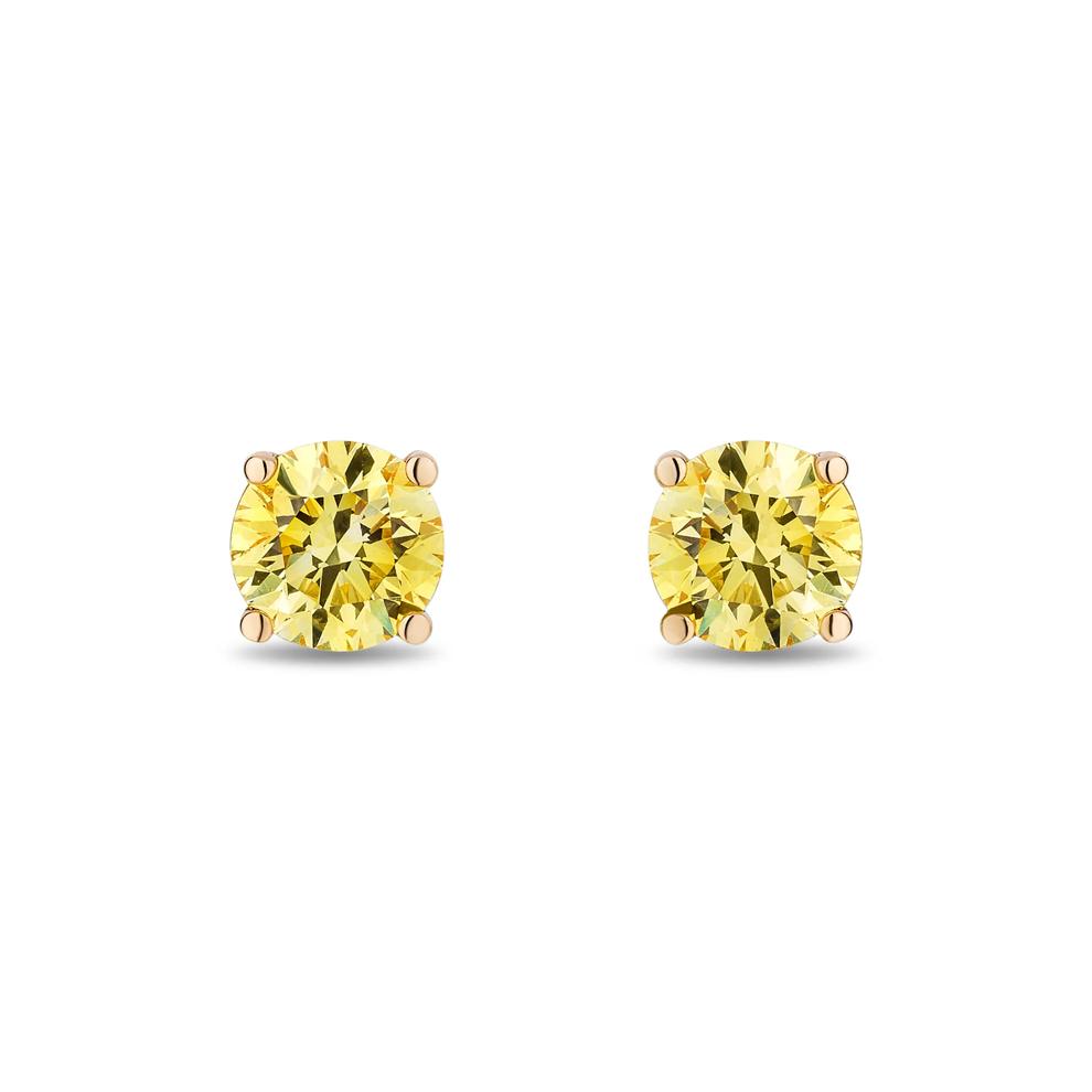 Lab Grown Yellow Diamond Solitaire Earrings in 14K Yellow Gold (1 ct. tw.) – Image 2 of 2