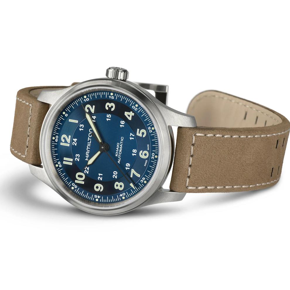 Khaki Field Titanium Auto Watch with Brown Leather Strap – Image 3 of 3