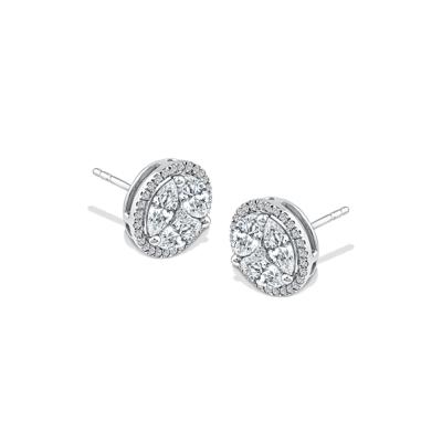 Lab Grown Diamond Marquise Cluster Stud Earrings in 14K White Gold (2 ct. tw.)