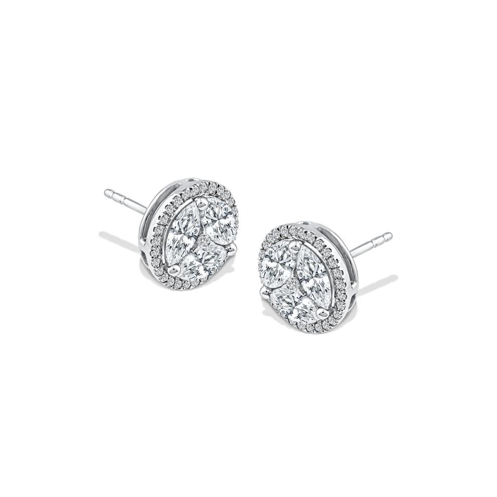 Lab Grown Diamond Marquise Cluster Stud Earrings in 14K White Gold (2 ct. tw.) – Image 1 of 2